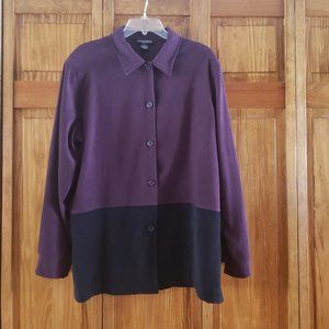 COURTENAY black/eggplant tone jacket top sz 16W woman's